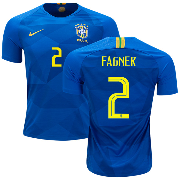 Brazil #2 Fagner Away Soccer Country Jersey